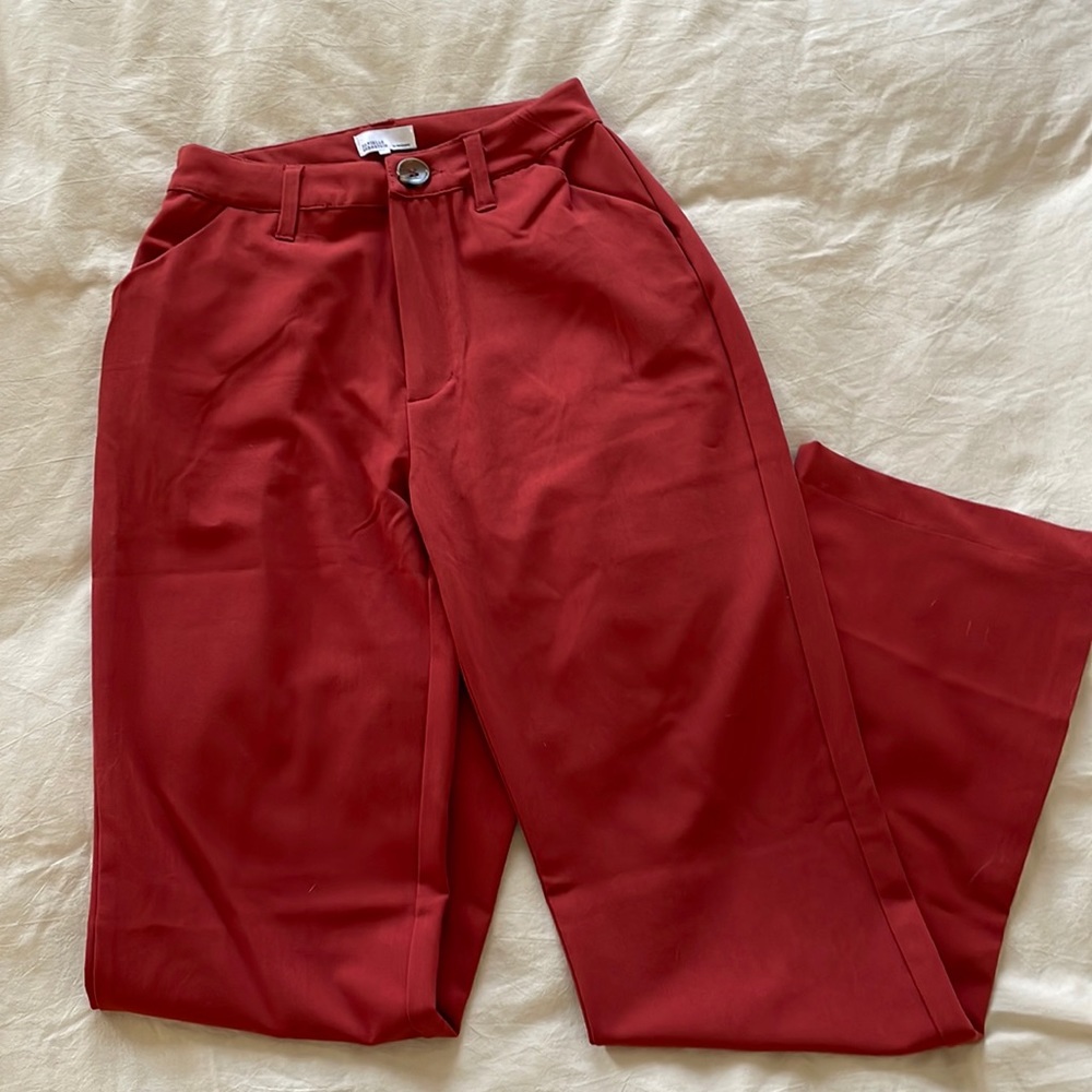 WeWoreWhat Danielle Bernstein Red Wide Leg Pants trousers